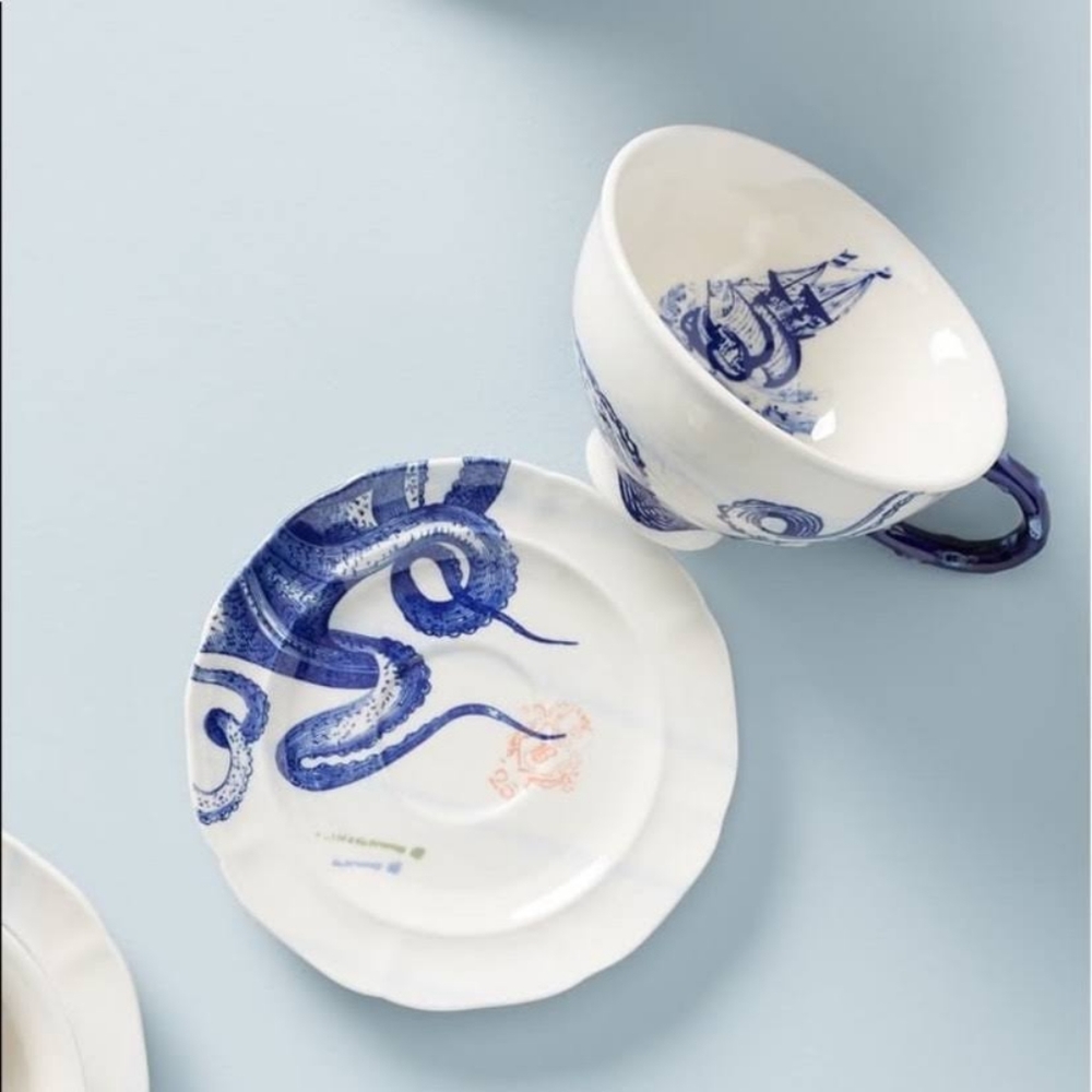Anthropologi From thr Deep Octopus Nauticaul Teacup and Saucer